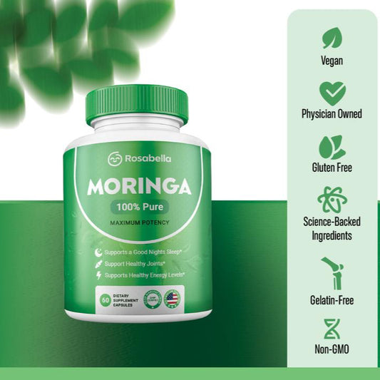 Rosabella Moringa Capsules (800mg) for Immune Support, Gut Health & Vitamins